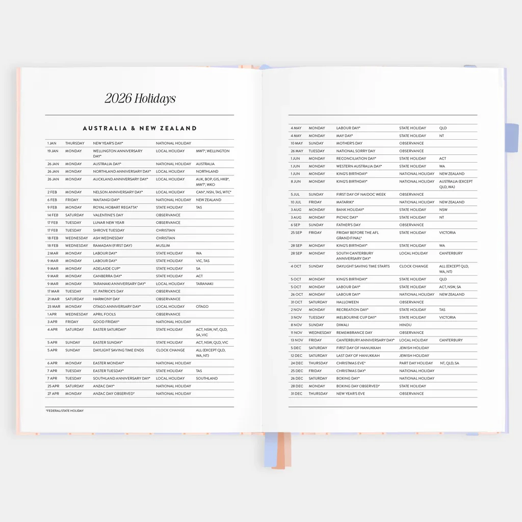 2026 A5 Horizontal Planner - Powder Stripe