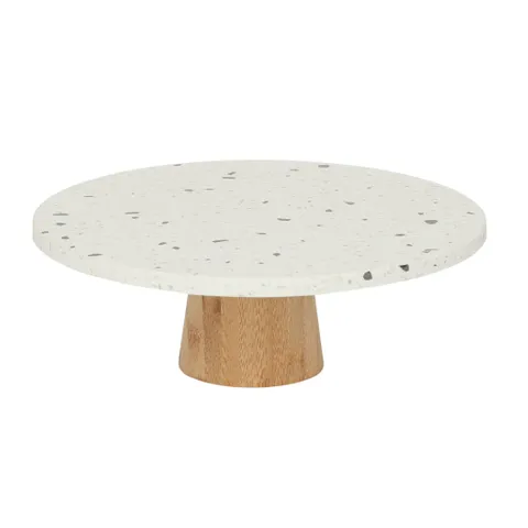 Terrazzo and Wood Cake Stand