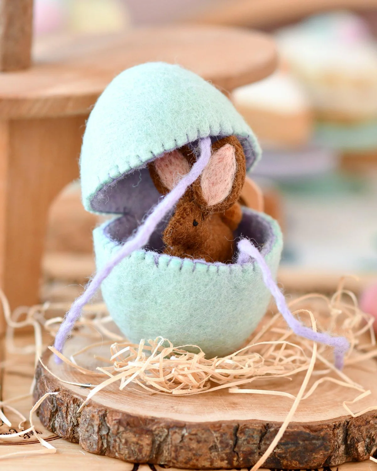 Felt Surprise Egg With Brown Bunny Inside