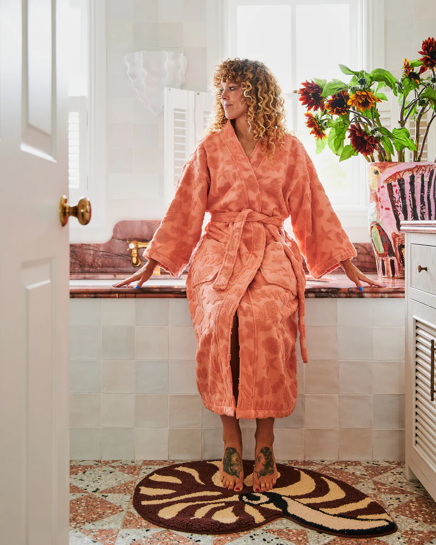 Peach Rock Pool Terry Bath Robe