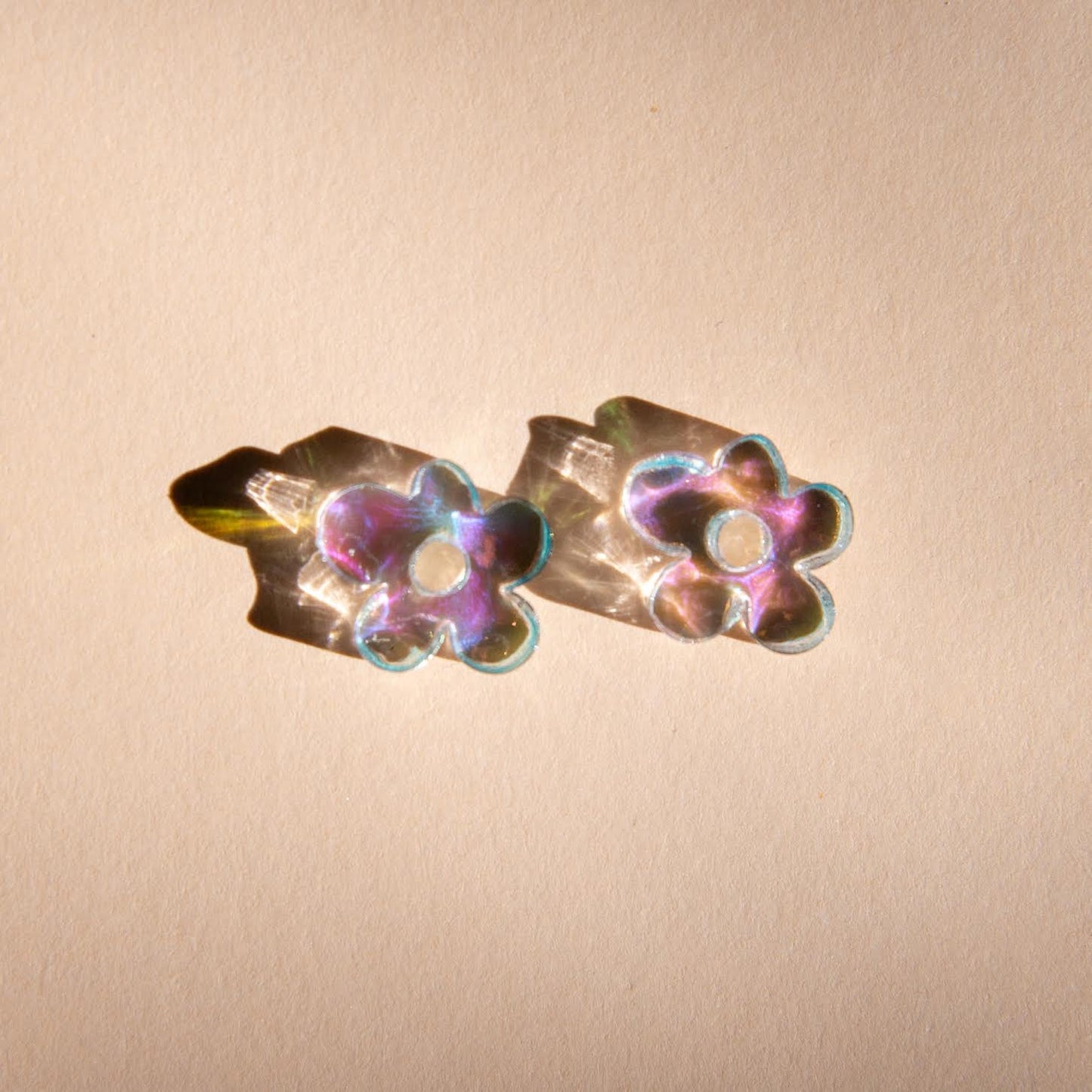Mini Flower Earrings - Rainbow/Silver