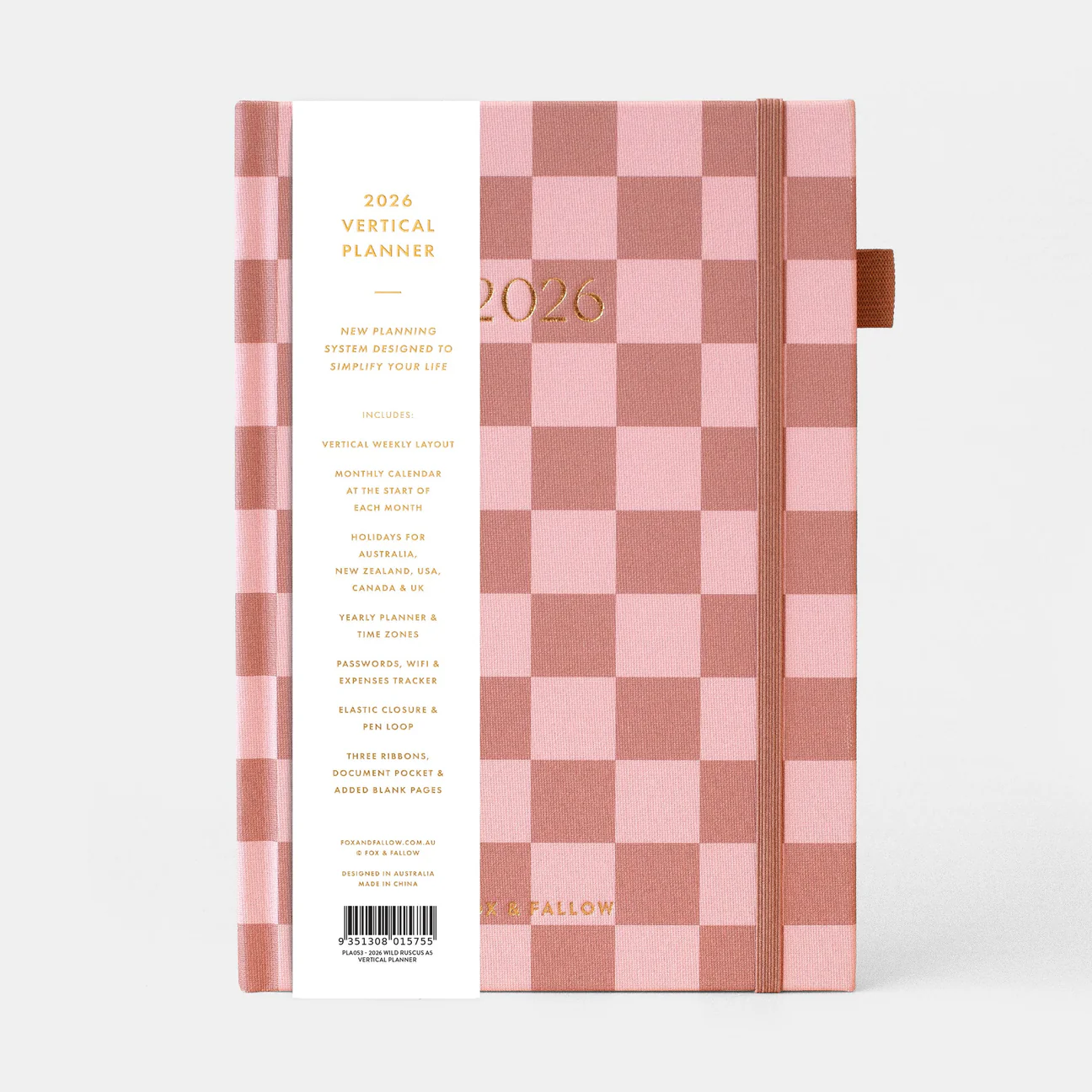 2026 A5 Horizontal Planner - Rose Check
