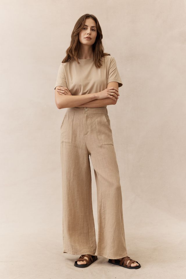 Jude Linen Pant - Taupe