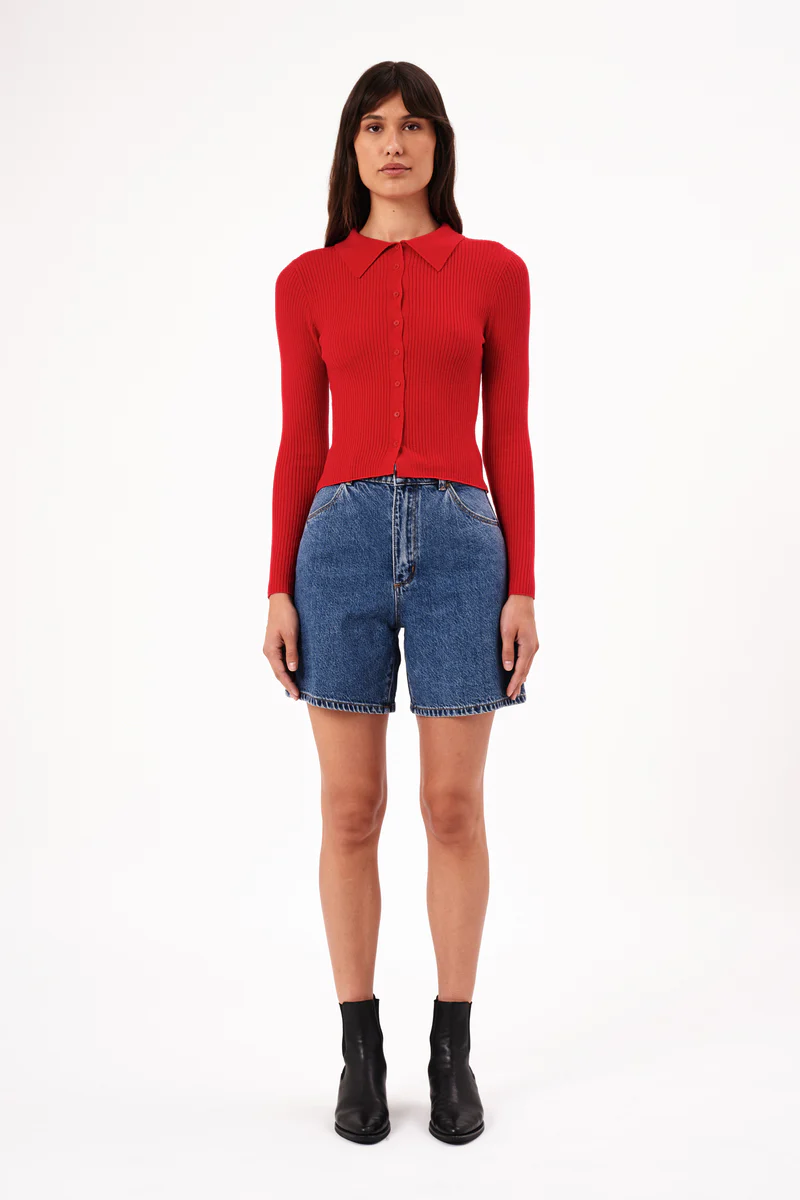 Caroline Knit Long Sleeve Top - Coral