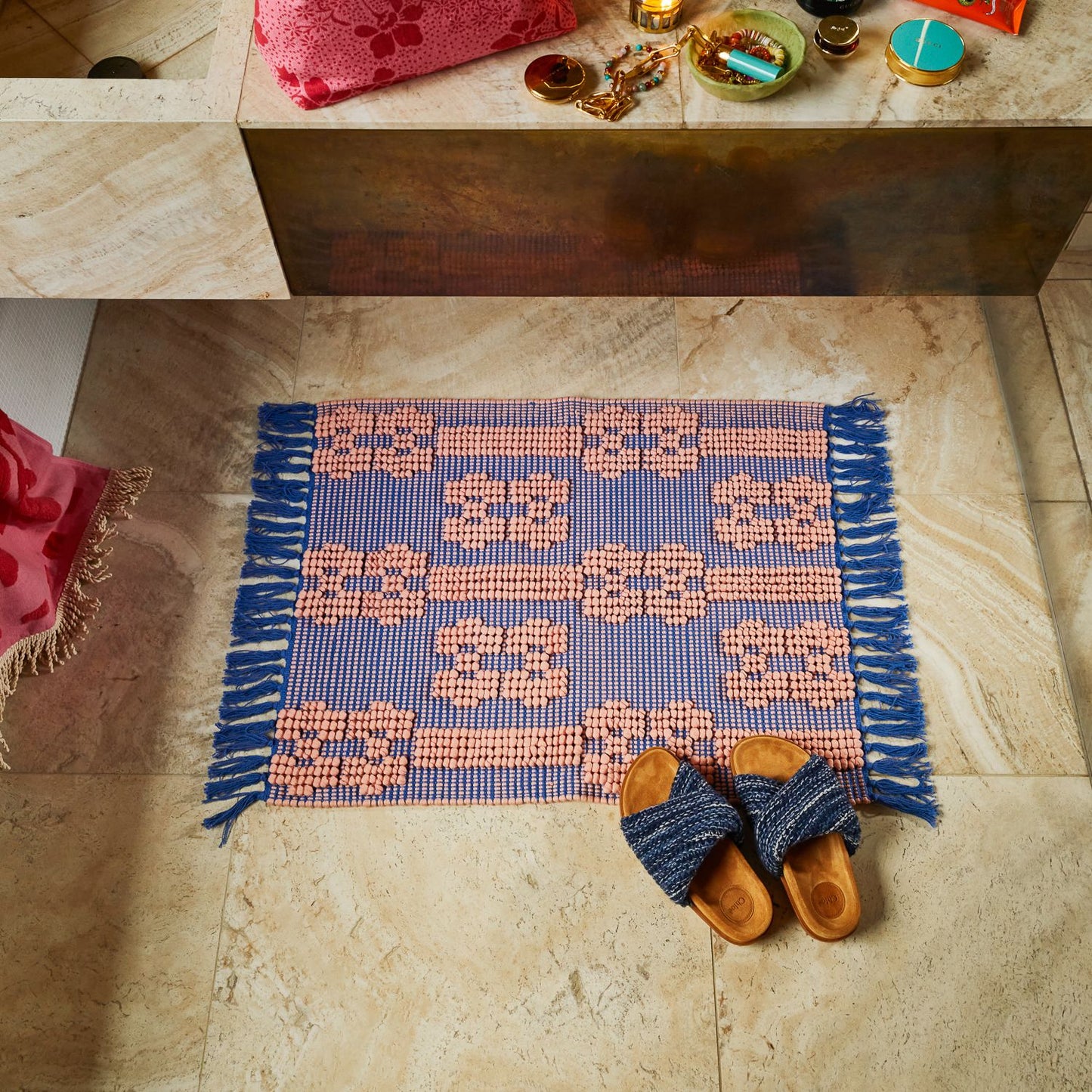 Sawa Cotton Floor Mat - Ultramarine