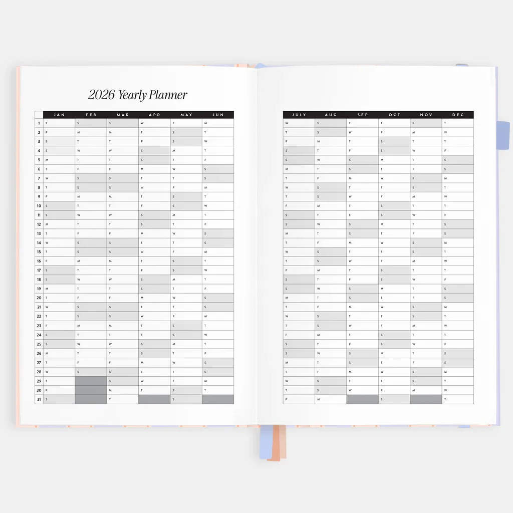 2026 A5 Horizontal Planner - Powder Stripe