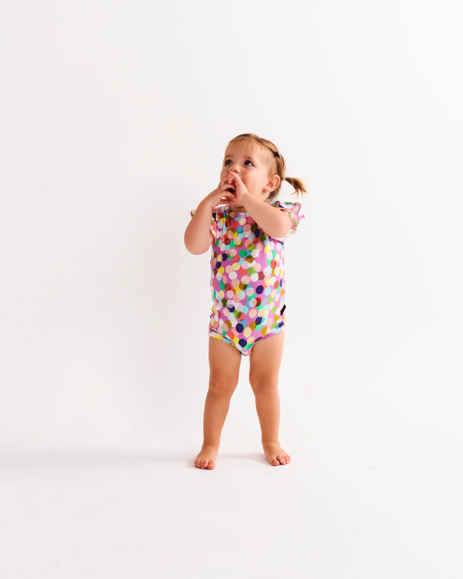 Confetti Pink Organic Short Sleeve Romper