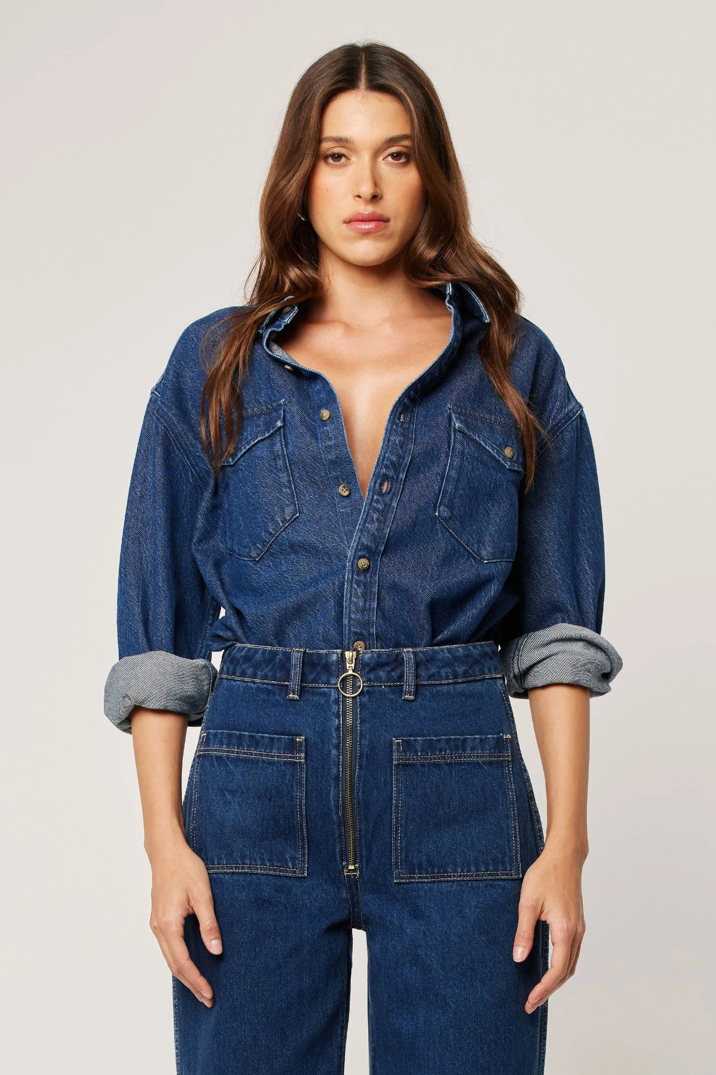 Organic Denim Overshirt in Vintage Blue