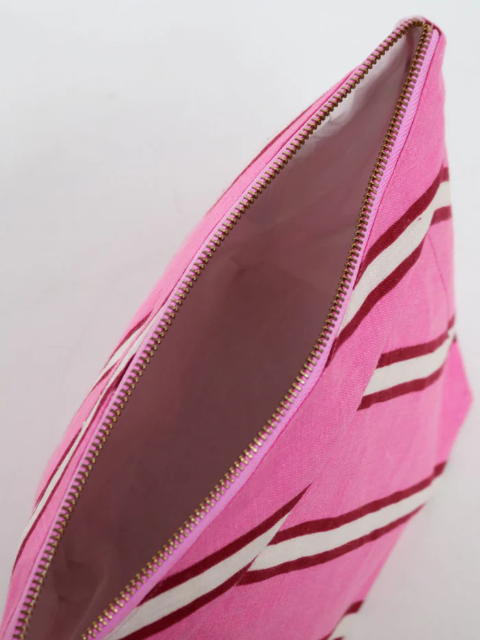 Raspberry Stripe Cosmetic Case