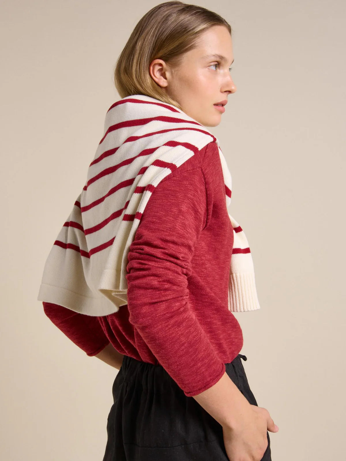Serena Sweater - Cherry Stripe