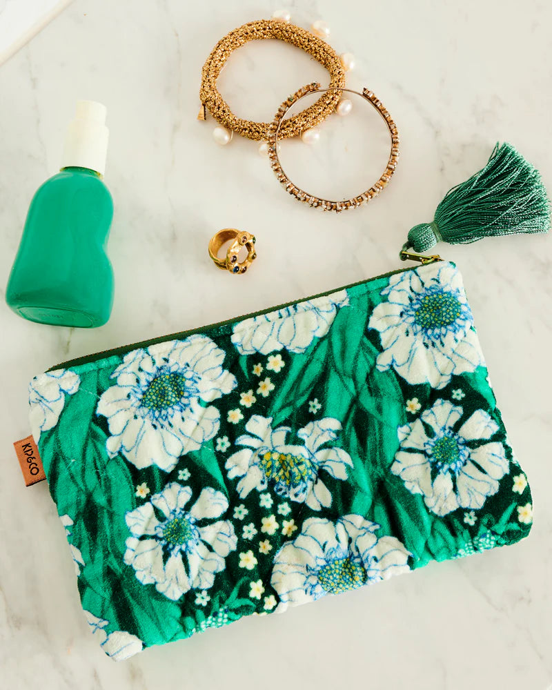 Tumbling Flowers Velvet Cosmetics Purse