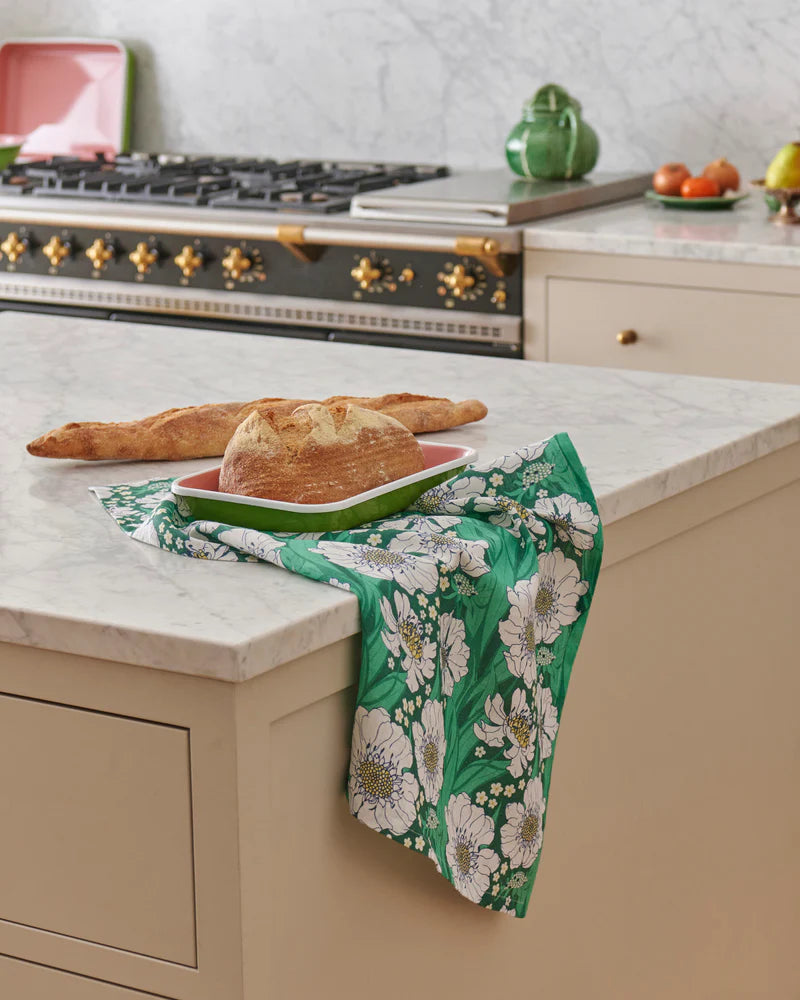 Tumbling Flowers Linen Tea Towel
