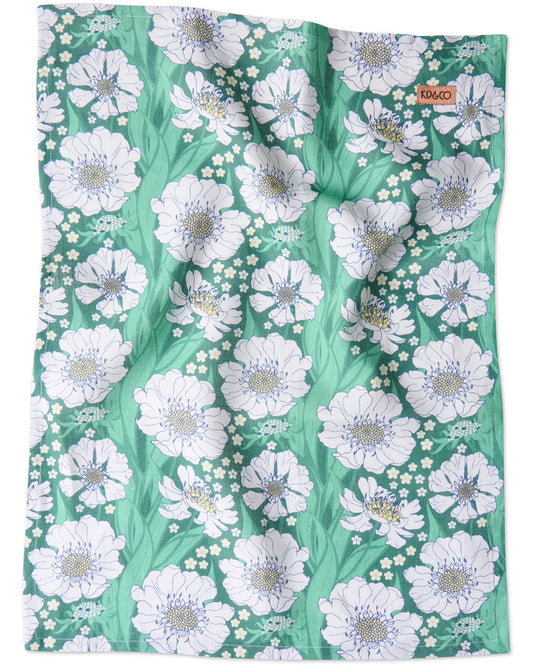 Tumbling Flowers Linen Tea Towel