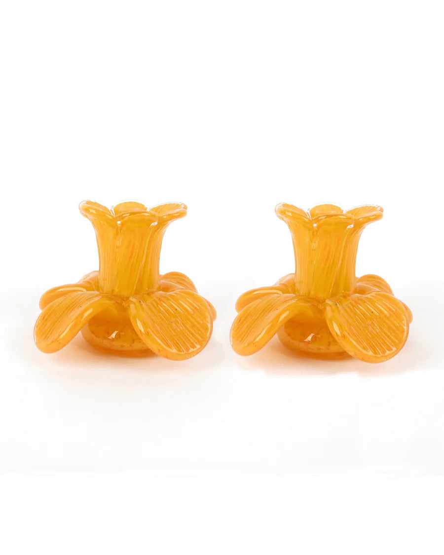 Flower Top Saffron Candle Holder 2P Set