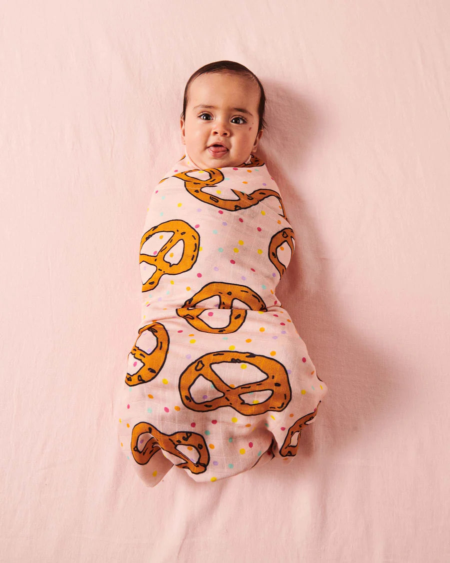 Pretzels Pink Bamboo Swaddle One Size