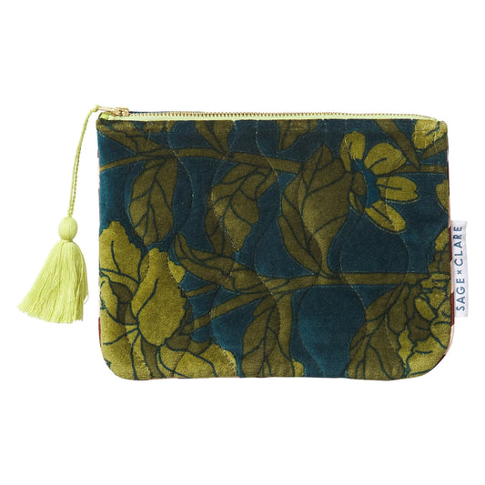 Bernanda Velvet Pouch - Peacock