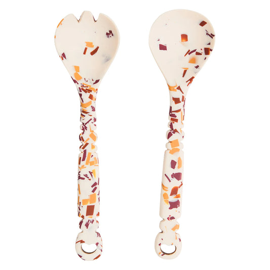 Wilkie Salad Servers - Nougat Terrazzo