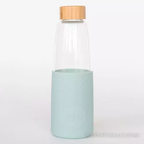 Handblown Reusable Glass Bottle - Cool Cyan