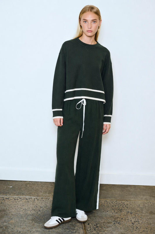 Millie Sweater - Green & White