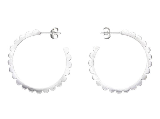 Frill Hoop Earrings - Matte Silver