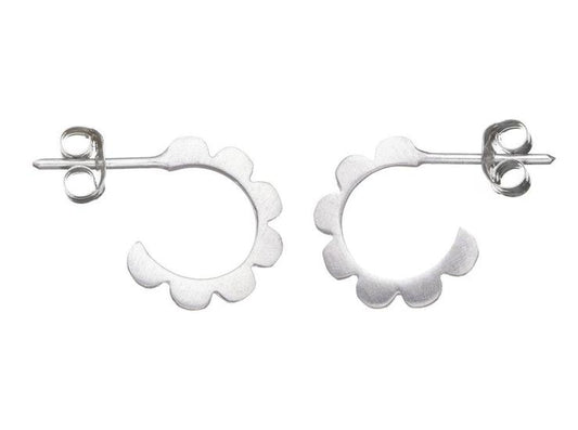 Small Frill Hoops - Matte Silver