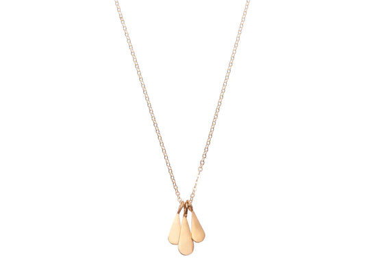 Three Tear Drop Necklace - Gold