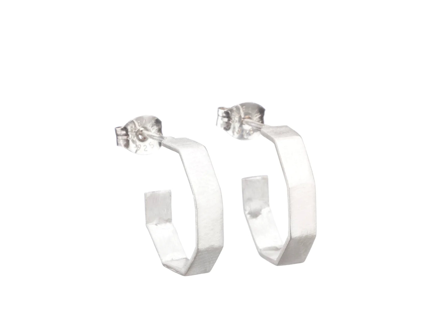 Hexagon Hoops Studs - Silver