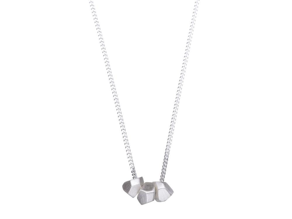 Geometric Stones Necklace - Matte Silver
