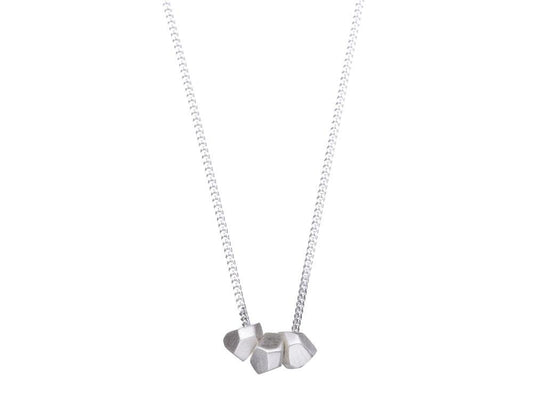 Geometric Stones Necklace - Matte Silver