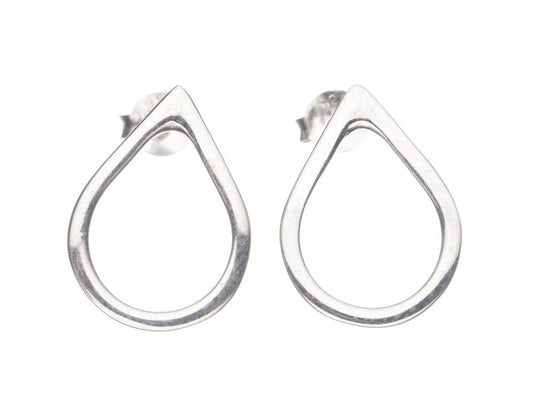 Teardrop Stud Earrings - Medium - Silver