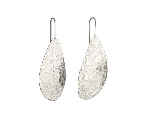 Daisy Floral Print Earrings - Silver