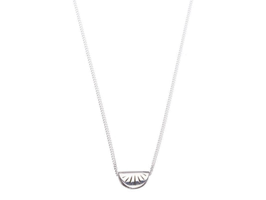 Folded Sun Disk Necklace - Silver