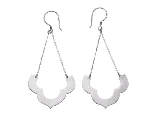 Moroccan Temple Earrings - Silver