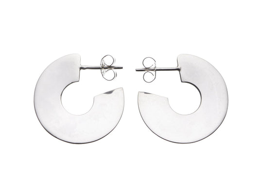Wave Hoop Earrings -  Silver