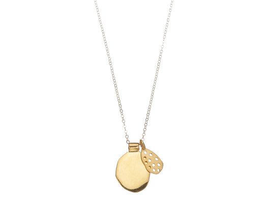 Honeycomb Drop Necklace - Matte Gold & Polished Gold