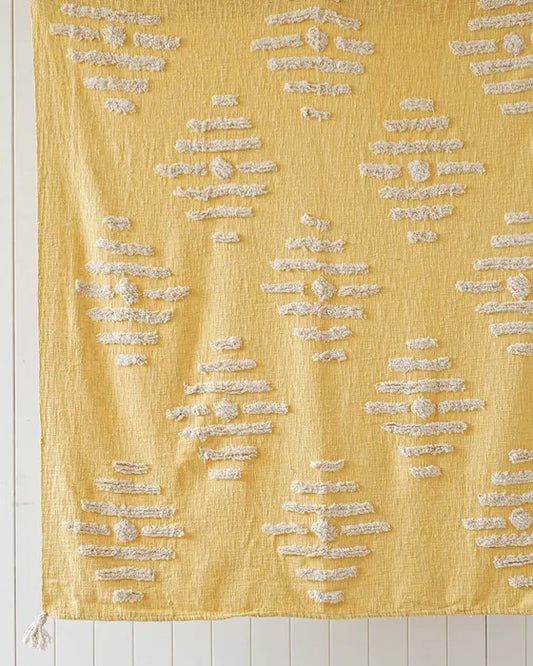Throw Blanket - Iris - Butter Yellow/White - 125x150