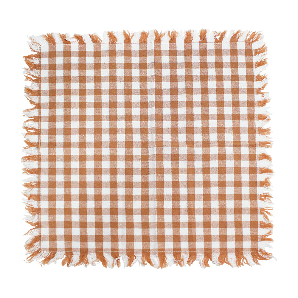 Classic Gingham Napkin Set- Clay
