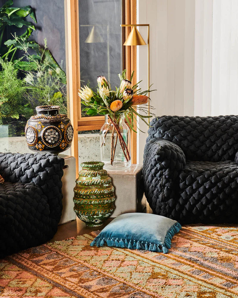 Adriatic Blue Tassel Cushion