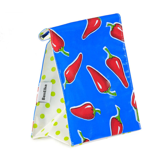 Lunch Bag - Red Chilli on Blue 