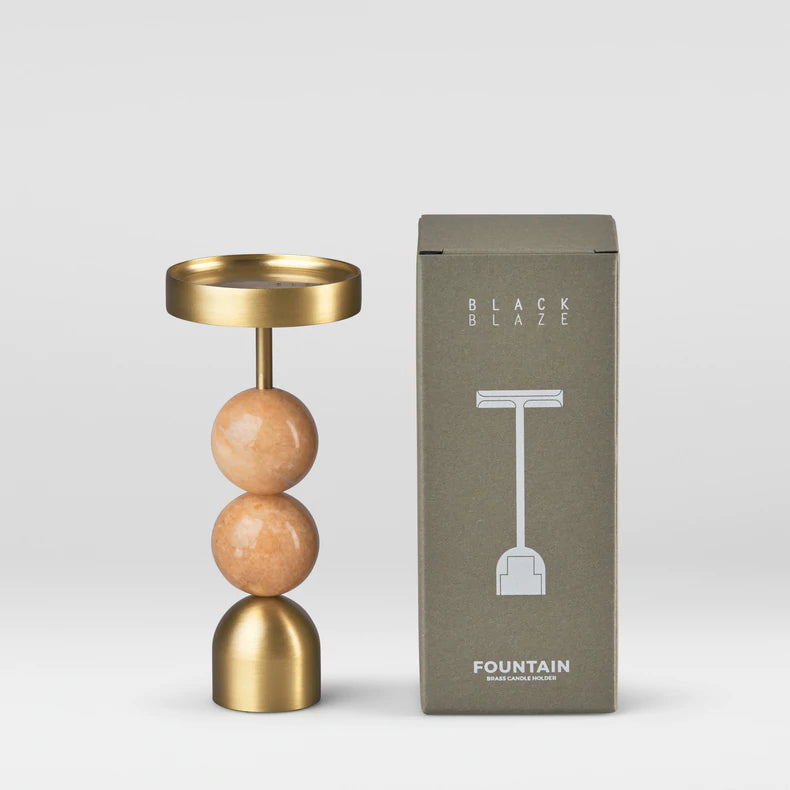Beaded Fountain Brass Candle Holder - Coral