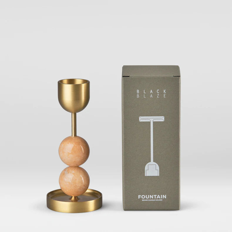Beaded Fountain Brass Candle Holder - Coral