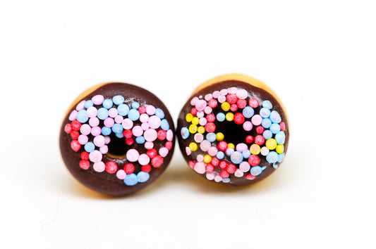 Mini Chocolate Donut Stud Earrings