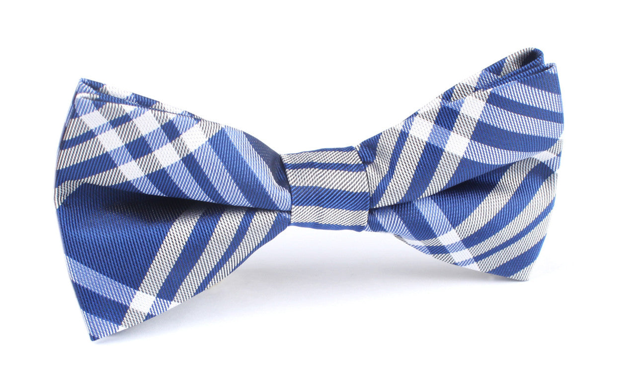 Pop Blue with White Stripes Bow Tie