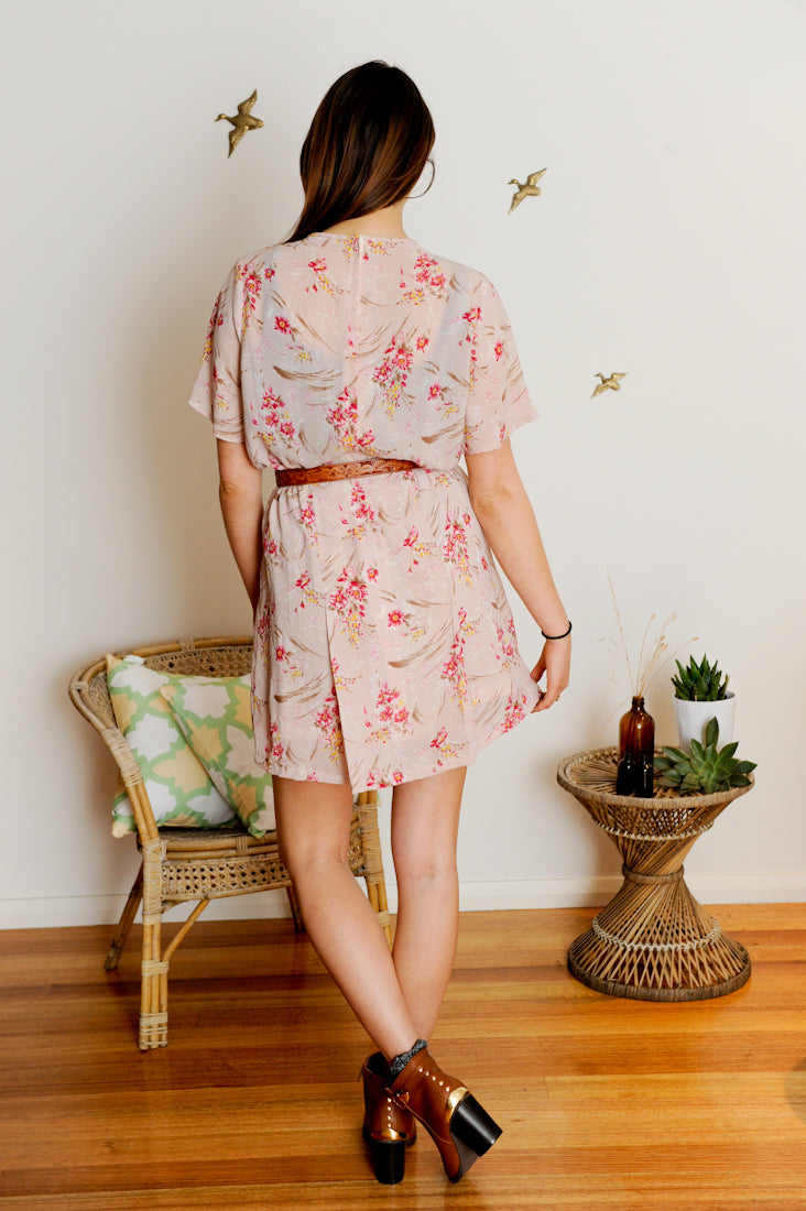 Vintage Dusty Pink Floral Dress
