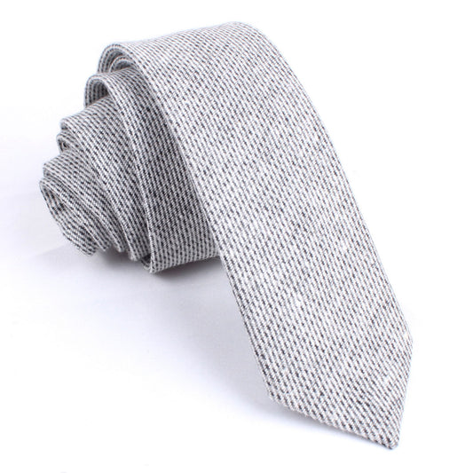 Grey Tweed Linen Skinny Tie