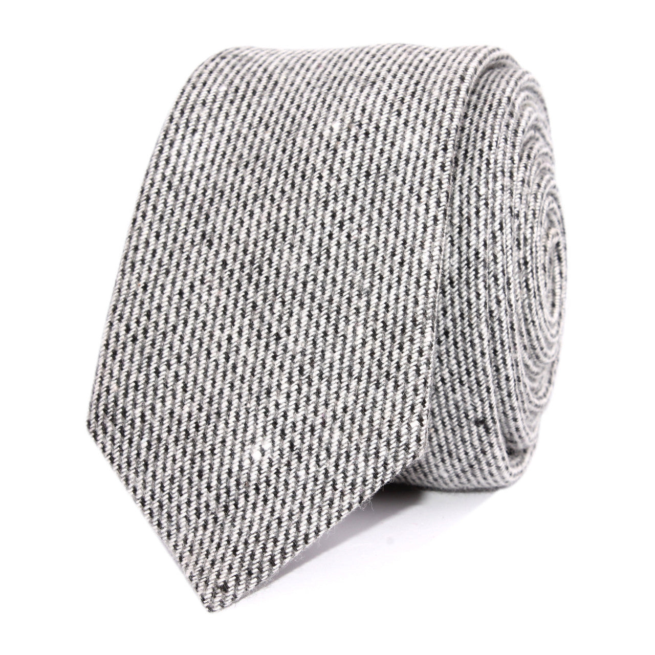 Grey Tweed Linen Skinny Tie