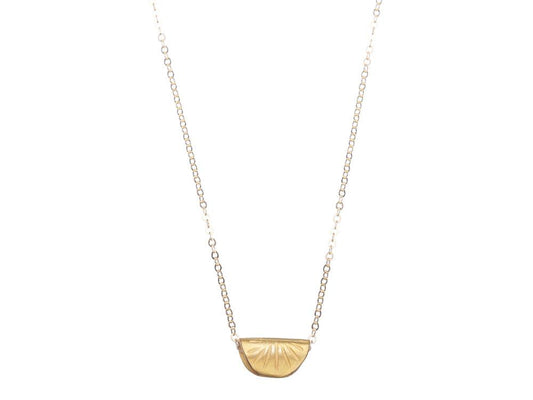 Folded Sun Disk Necklace - Gold