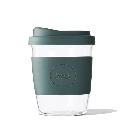 8oz Handblown Glass Reusable Cup - Deep Sea Green