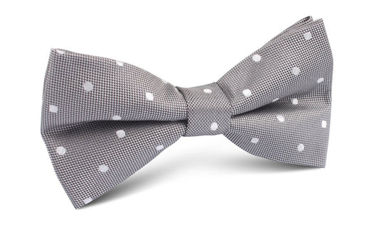 Grey With White Polka Bow Tie