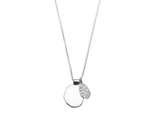 Honeycomb Drop Necklace - Matte Silver & Polished Silver